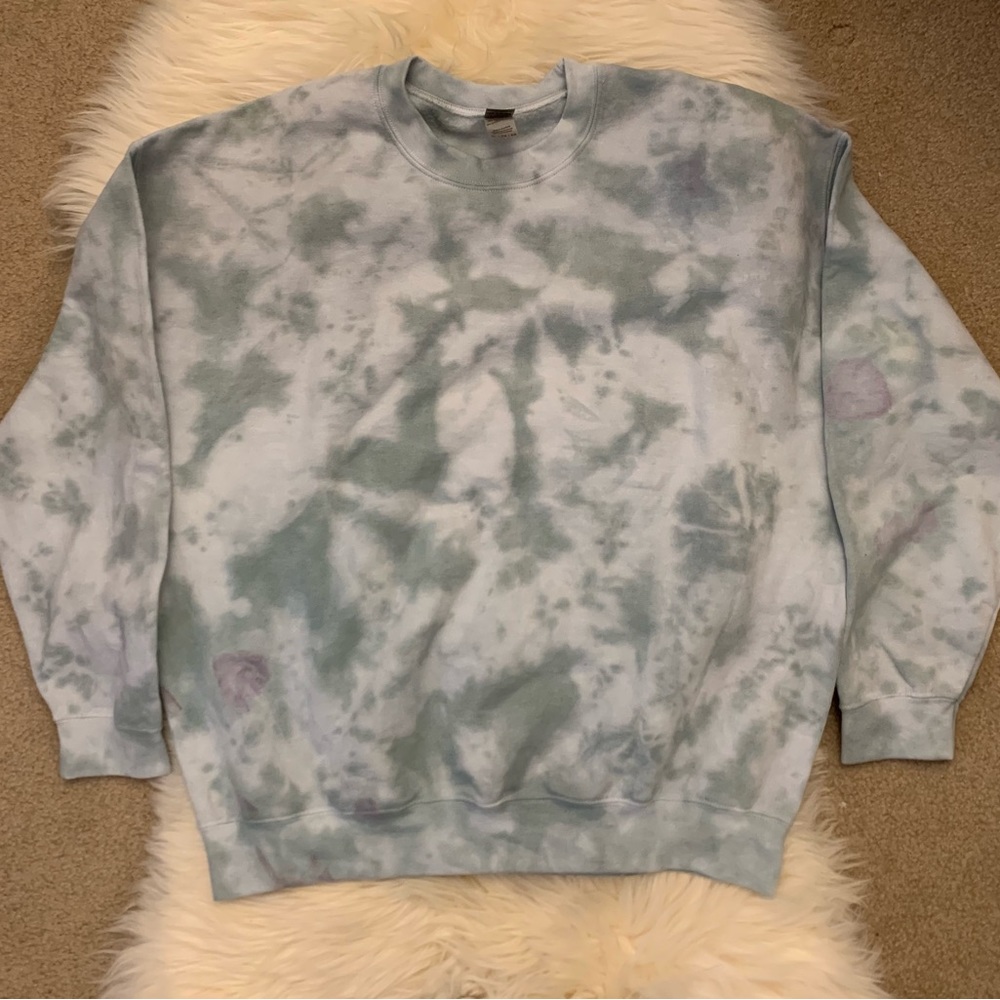 Tie-Dye Pastel Crewneck Sweatshirt - Light Blue & Mint